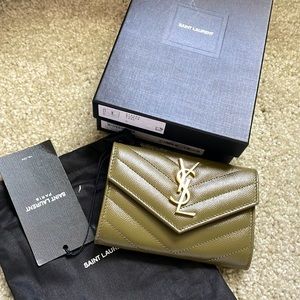 Saint Laurent Monogram Grain De Poudre Flap Wallet